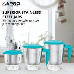 Havells Aspro 4 Jar 500 watt Mixer Grinder with 1.75Ltr (White and Light Blue)