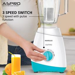 Havells Aspro 4 Jar 500 watt Mixer Grinder with 1.75Ltr (White and Light Blue)