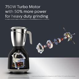 Philips HL7759/00 Mixer Grinder, 750W Turbo Motor, 4 Jars (Black),