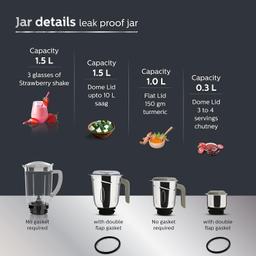 Philips HL7759/00 Mixer Grinder, 750W Turbo Motor, 4 Jars (Black),
