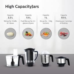 PHILIPS Mixer Grinder 3-in-1 750 Watt (Mixer Grinder + Juicer + Food Processor) 4 Jar, (HL7707/01)