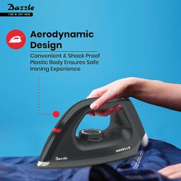 Havells Plastic Dazzle 1100W Dry Iron Press German Technology Non Sick(Black), 1100 Watts