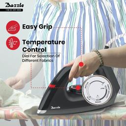 Havells Plastic Dazzle 1100W Dry Iron Press German Technology Non Sick(Black), 1100 Watts