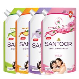 Santoor Crème Handwash with Touch of Lotion| Made with Berries & Tulsi| Rich Lathering Formula with Anti-Bacterial Properties| Soft on Hands| Soothes & Hydrates Skin (675ml, Pack of 2)