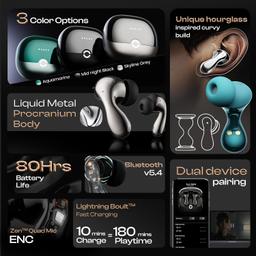 Boult Newly Launched Klarity 1 in Ear TWS Earbuds with 80Hrs Playtime, Liquid Metal Body, Dual Device Pairing, 4 Mics ENC, 45ms Low Latency, 13mm Bass Drivers Ear Buds Bluetooth 5.4 (Skyline Grey)