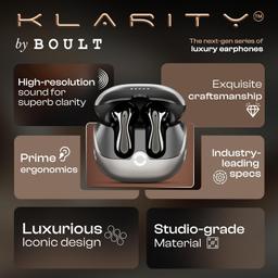 Boult Newly Launched Klarity 1 in Ear TWS Earbuds with 80Hrs Playtime, Liquid Metal Body, Dual Device Pairing, 4 Mics ENC, 45ms Low Latency, 13mm Bass Drivers Ear Buds Bluetooth 5.4 (Skyline Grey)