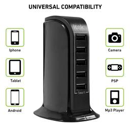 Itek WCH005 5 Port USB Desktop Wal & 2 piece Philips Portable Home USB Night Lights Combo