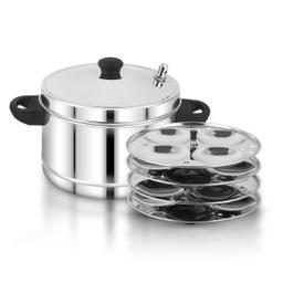 N-Duraa Stainless Steel Idli Maker with 4 Plates (16 Idly) Idli Cooker Pot & N - Duraa Hot & Cold Stainless Steel Casserole, 1500ML,