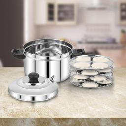 N-Duraa Stainless Steel Idli Maker with 4 Plates (16 Idly) Idli Cooker Pot & N - Duraa Hot & Cold Stainless Steel Casserole, 1500ML,