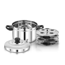 N-Duraa Stainless Steel Idli Maker with 4 Plates (16 Idly) Idli Cooker Pot & N - Duraa Hot & Cold Stainless Steel Casserole, 1500ML,