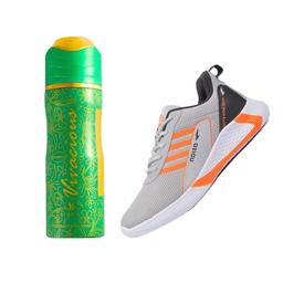 ASIAN Men's Bouncer-01 Sports, Walking, Gym, Training, Running Shoes- White/Orange & Birra Women's Vivacious Body Spray - 200ml