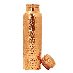 EX-  Hammered copper water bottle 1 litre copper water bottle with hammered design