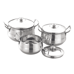 EX- Stainless Steel Serving Bowl Set with Handle, Serving Handi Set(750 ml, 1000ml and 1250ml ; Pack of 3)