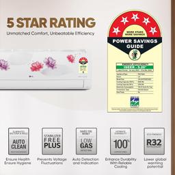 LG 1.5 Ton 5 Star, Wi-Fi, Energy Manager+, DUAL Inverter Split AC (Copper, AI+ Convertible 6-in-1, Diet Mode+, 4 Way Swing, HD Filter with Anti-Virus Protection, US-Q19FWZE, White Floral)