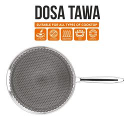 N - Duraa Triply Heavy Thickness Stainless Steel Honey Comb Surface Dosa Tawa 290mm