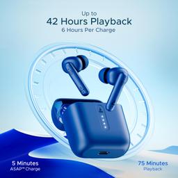 boAt Airdopes 141 ICC Edition Bluetooth Truly Wireless in Ear Earbuds with 42H Playtime,Low Latency Mode for Gaming, ENx Tech, IWP, IPX4 Water Resistance, Smooth Touch Controls(Thunder Blue)