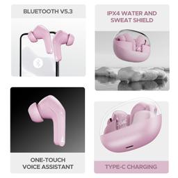 boAt Airdopes 311 Pro Truly Wireless in Ear Ear Buds w/Up to 50 HRS Playtime, Dual Mics with ENx™ Tech, 50 ms Low-Latency Beast™ Mode, ASAP™ Charging, IWP™ Tech(Lavender Rush)