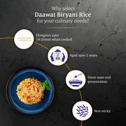 Daawat Biryani Basmati Rice, 5 Kg| World’s Longest Rice Grain expands 24mm* | Tasty, Non-sticky & Rich Aroma |Naturally Aged