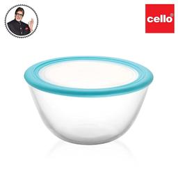 CELLO Ornella Toughened Glass Mixing Bowl with Premium Lid | Microwave Safe & Dishwasher Safe | Clear & Non- Porous Glass | Scratch Resistant | Transparent | 500ml,Set of 2