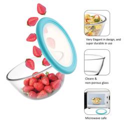 CELLO Ornella Toughened Glass Mixing Bowl with Premium Lid | Microwave Safe & Dishwasher Safe | Clear & Non- Porous Glass | Scratch Resistant | Transparent | 500ml,Set of 2