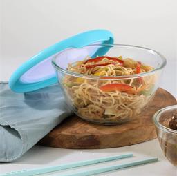 CELLO Ornella Toughened Glass Mixing Bowl with Premium Lid | Microwave Safe & Dishwasher Safe | Clear & Non- Porous Glass | Scratch Resistant | Transparent | 500ml,Set of 2
