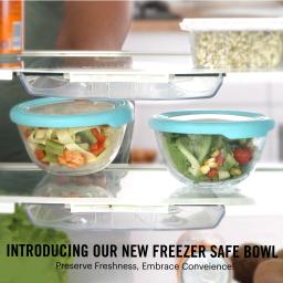 CELLO Ornella Toughened Glass Mixing Bowl with Premium Lid | Microwave Safe & Dishwasher Safe | Clear & Non- Porous Glass | Scratch Resistant | Transparent | 500ml,Set of 2