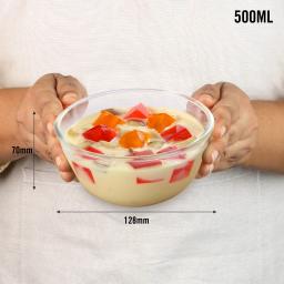 CELLO Ornella Toughened Glass Mixing Bowl with Premium Lid | Microwave Safe & Dishwasher Safe | Clear & Non- Porous Glass | Scratch Resistant | Transparent | 500ml,Set of 2