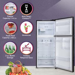 LG 412 L 1 Star Frost-Free Smart Inverter Double Door Refrigerator (GL-T432AESR, Ebony Sheen, Convertible & Door Cooling+)