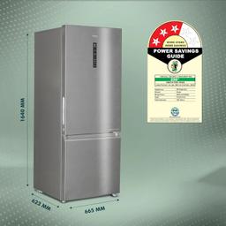 Haier 325 L, 3 Star, Convertible 14-in-1 Triple Inverter & Fan Motor Technology, with Display Frost Free Double Door Bottom Mount Refrigerator (HEB-333DS-P, Dazzle Steel,