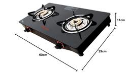 Butterfly Smart 2 Burner Glass Top Gas Stove | Manual Ignition | Scratch Resistant Toughened Glass | Brass Burners | Skid-proof Legs |Black|