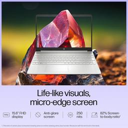 HP 15s, 12th Gen Intel Core i3-1215U Laptop (8GB DDR4, 512GB SSD) Anti-Glare, 15.6"/39.6cm,FHD, Win 11, MS Office 21, Silver, 1.69kg, Intel UHD Graphics, HD Camera, Dual Speakers, fy5006tu