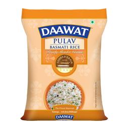 Daawat Pulav Basmati Rice 5Kg| Pearly slender Grains| Cooked Grain Upto 18mm*| Long & Fluffy Pulav Rice