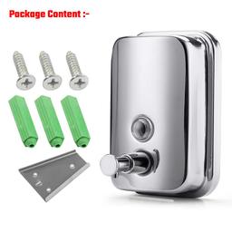 Wall Mounted Stainless Steel Liquid Soap Shampoo Sanitizer Handwash Lotion Gel Conditioner Dispenser with Brass Made Pump for Bathroom Kitchen Chrome Plated (800 Ml)