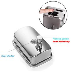 Wall Mounted Stainless Steel Liquid Soap Shampoo Sanitizer Handwash Lotion Gel Conditioner Dispenser with Brass Made Pump for Bathroom Kitchen Chrome Plated (800 Ml)