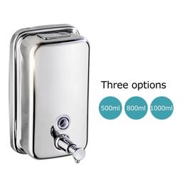 Wall Mounted Stainless Steel Liquid Soap Shampoo Sanitizer Handwash Lotion Gel Conditioner Dispenser with Brass Made Pump for Bathroom Kitchen Chrome Plated (800 Ml)