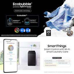 Samsung 9 kg, 5 star, Eco Bubble Technology, Wi-Fi, Soft Closing Door, Fully-Automatic Top Load Washing Machine,