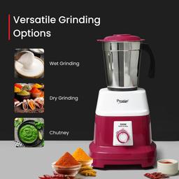 Prestige 500 Watts Orion Mixer Grinder with 3 Stainless Steel Jars |2 years warranty| Red & White