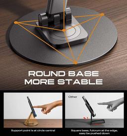 IVON Mobile Stand Holder for Desk Sturdy, Anti-Slip, Height & Angle Adjustable Mobile Holder (Black) IV - HL 20