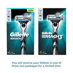 Gillette Mach 3 (Handle + 2 Cartridges) Razor for Men,Value Pack with 3 Anti-Friction blades,