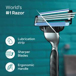 Gillette Mach 3 (Handle + 2 Cartridges) Razor for Men,Value Pack with 3 Anti-Friction blades,