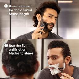 Gillette Fusion Razor for Men with blades | With Back blade beard shaper | Face Razor with Precision trimmer | Style Beard Edges| Perfect Shave Perfect shape | Beard Styling Razor for Men