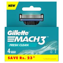 Gillette Mach 3 Manual Shaving Razor Blades For Men - 4 Count Pack (Cartridge)
