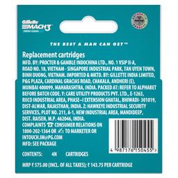 Gillette Mach 3 Manual Shaving Razor Blades For Men - 4 Count Pack (Cartridge)