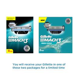 Gillette Mach 3 Shaving Blades- Pack Of 6 (Cartridges) | Razor blades for men | Value Pack for upto 6 months of shaving | Anti-friction Blades for a comfortable shave & sensitive skin