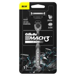 Gillette Mach3 Charcoal Razor for Men with New Enhanced Lubrastrip with a Touch of Charcoal for a Close Shave |Sensitive skin type| Face Razor Men | Metal handle with Ergonomic Grip