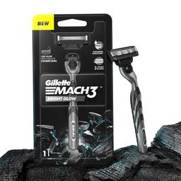 Gillette Mach3 Charcoal Razor for Men with New Enhanced Lubrastrip with a Touch of Charcoal for a Close Shave |Sensitive skin type| Face Razor Men | Metal handle with Ergonomic Grip