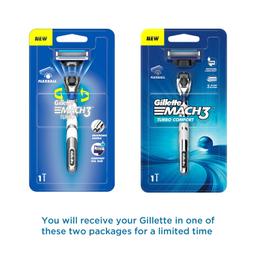 Gillette Mach 3 Turbo Shaving Razor for Men | Most Comfortable shave | Flexiball & Dynamic Pivot for Safe shave | Anti-Friction Blades & Lubricating Strip for smooth shave and sensitive skin