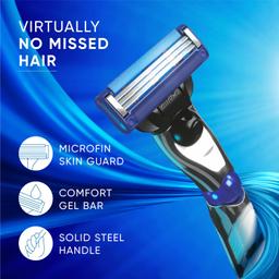 Gillette Mach 3 Turbo Shaving Razor for Men | Most Comfortable shave | Flexiball & Dynamic Pivot for Safe shave | Anti-Friction Blades & Lubricating Strip for smooth shave and sensitive skin
