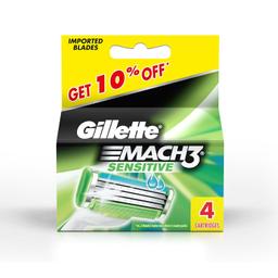 Gillette Mach 3 Sensitive Manual Shaving Razor Blades - 4S Pack (Cartridge), Men - 4 Count