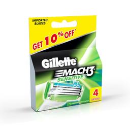 Gillette Mach 3 Sensitive Manual Shaving Razor Blades - 4S Pack (Cartridge), Men - 4 Count